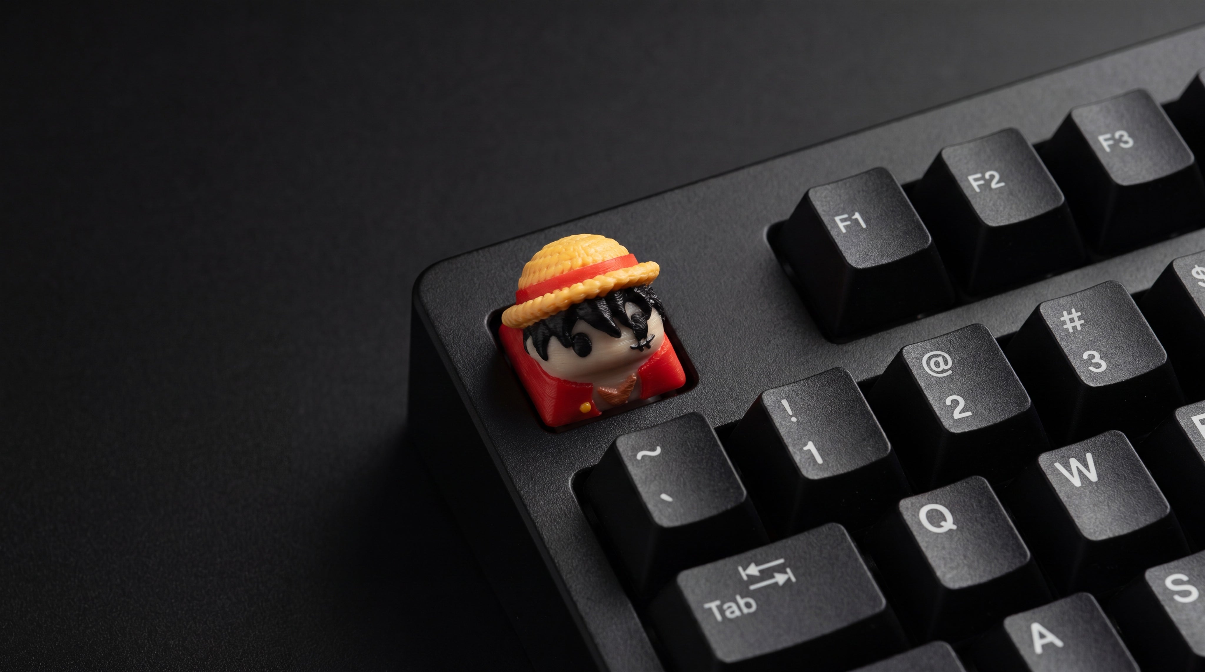 Luffy on black keyboard