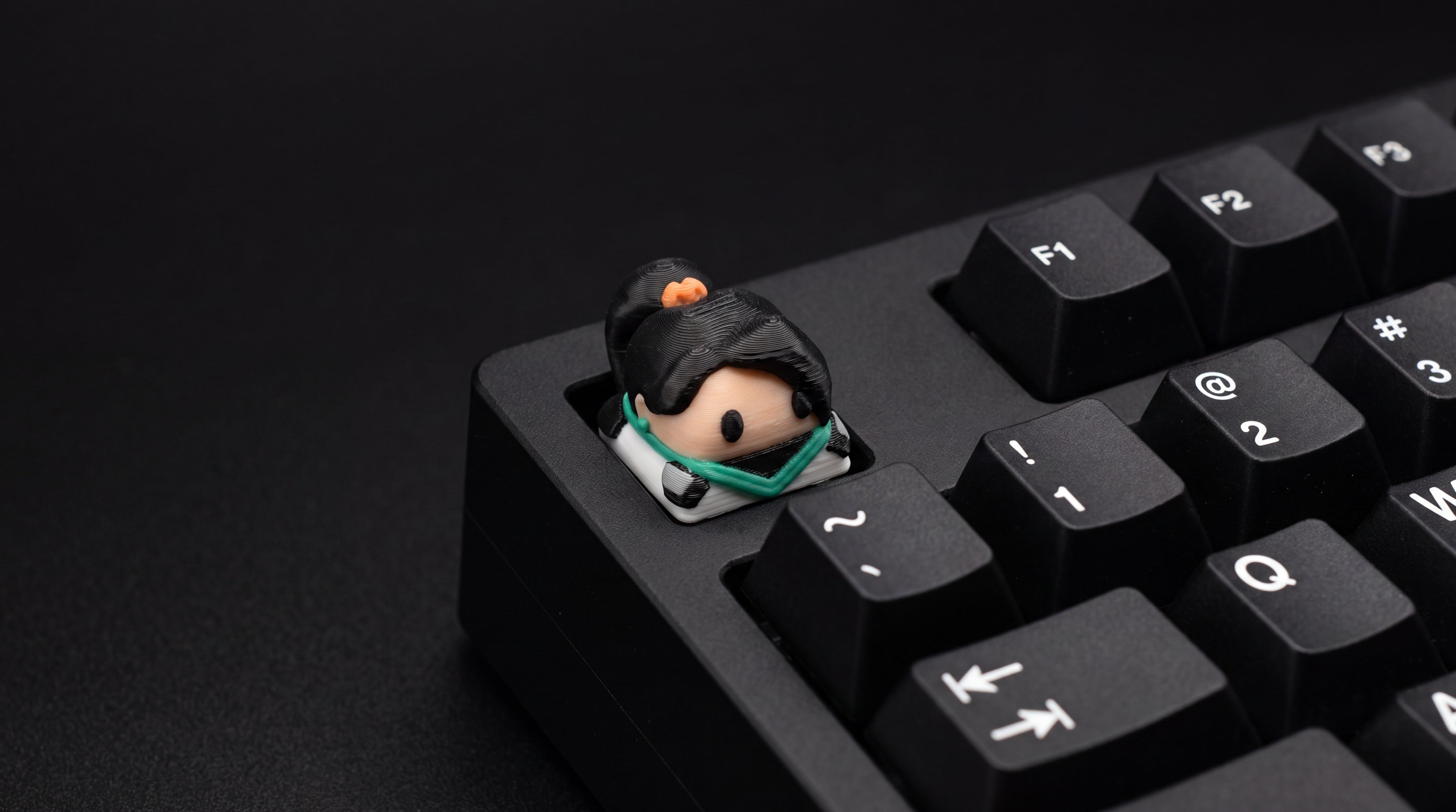 Sage on black keyboard