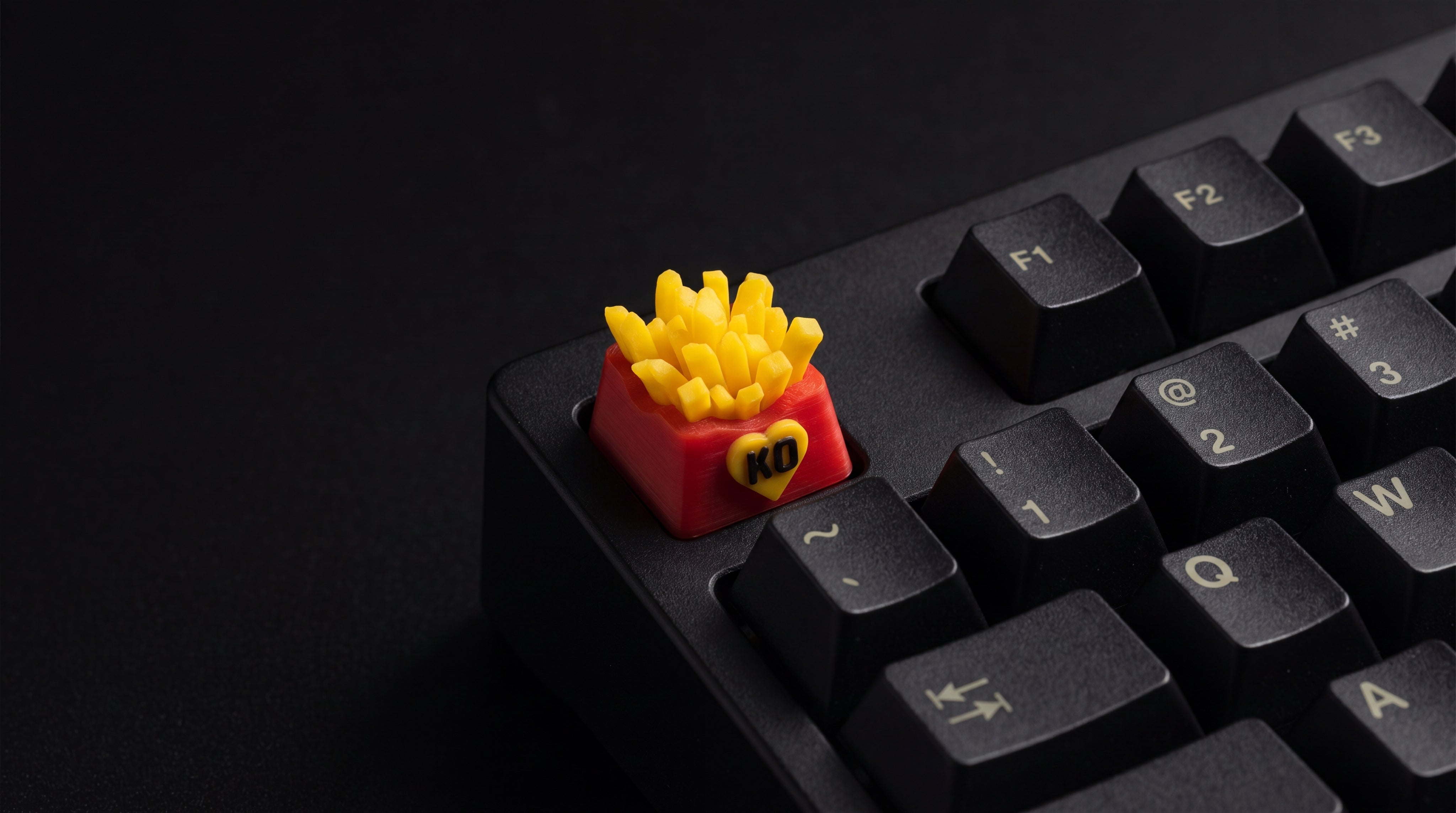 Papas KO on black keyboard