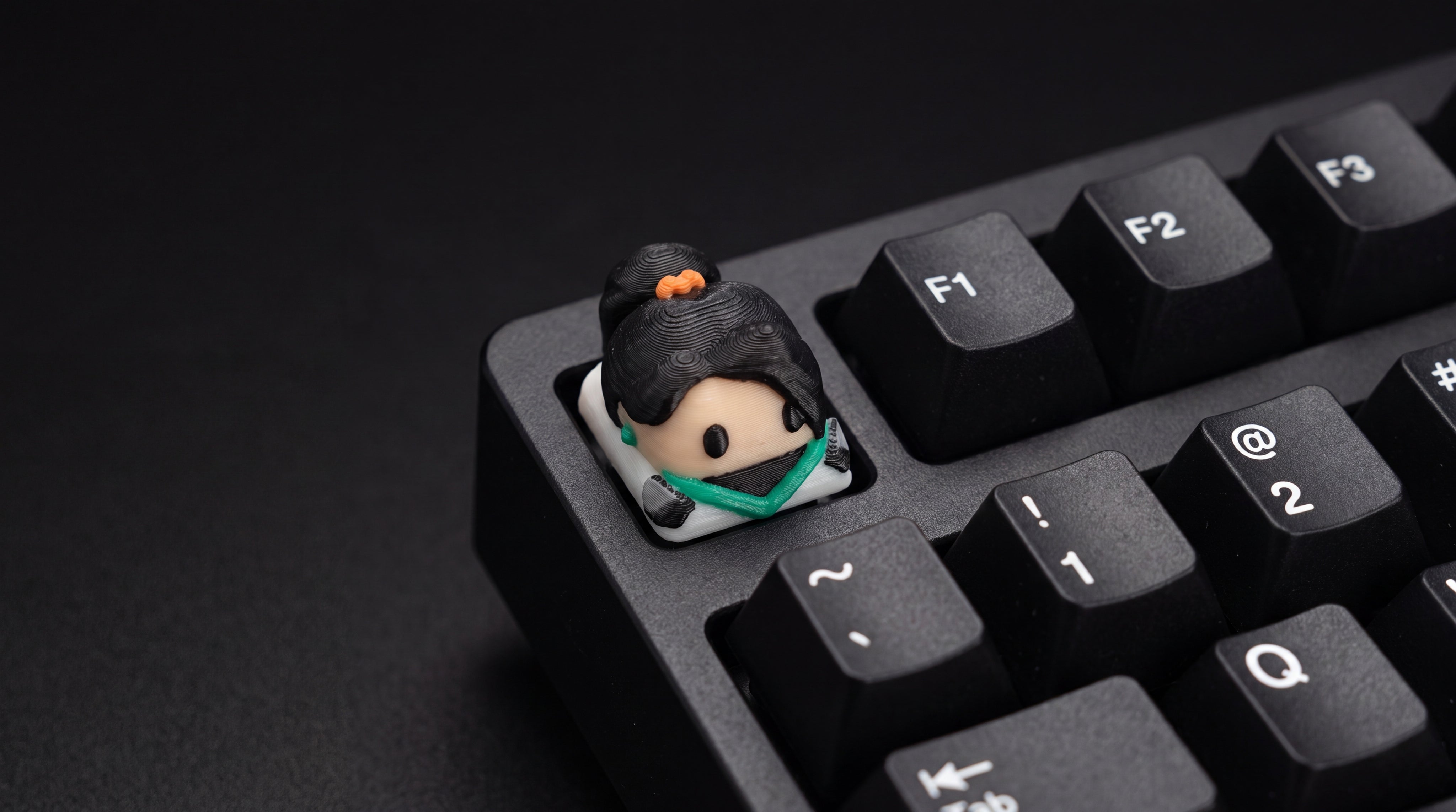 Sage on black keyboard