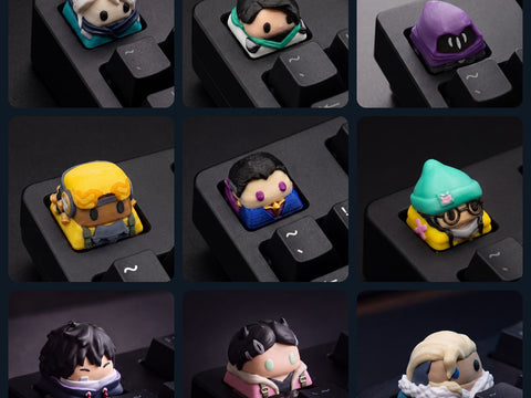 Pack completo Valorant: las 9 keycaps de agentes en teclado negro