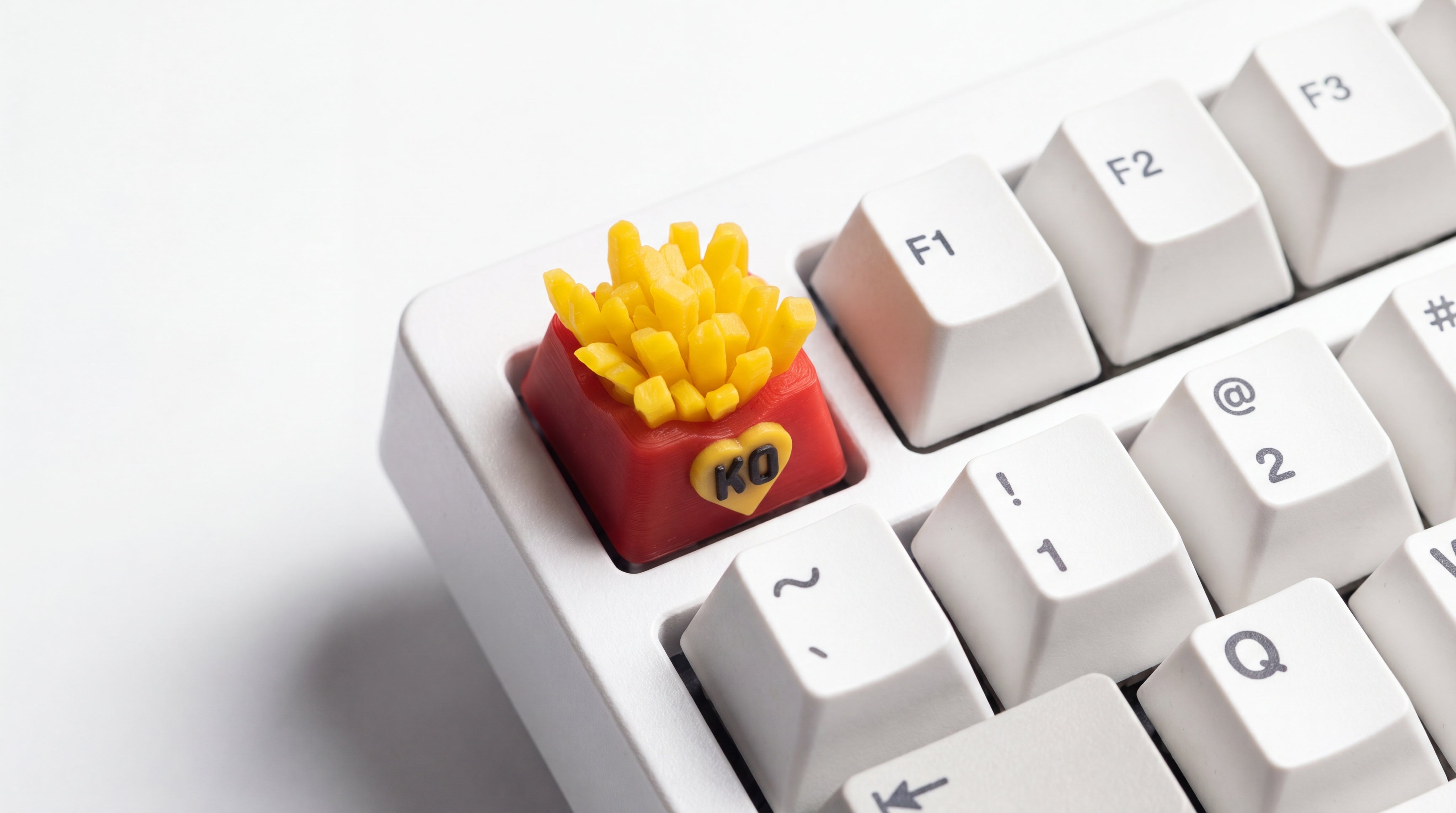 Papas KO on white keyboard