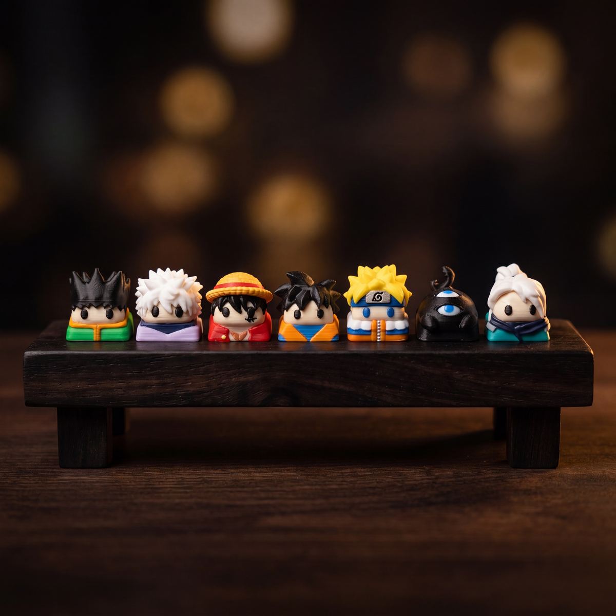 Vitrina con la colección de keycaps de la comunidad Keycaps Office